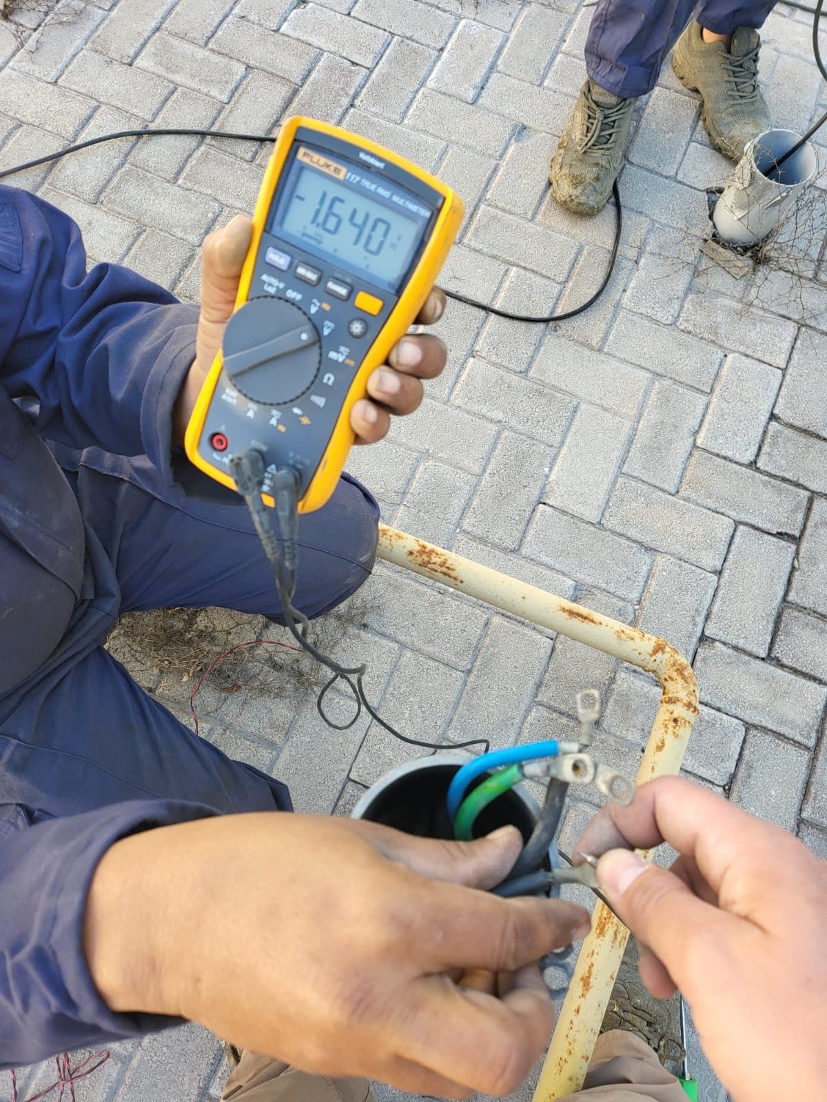 Cathodic protection potential survey using a meter and reference electrode